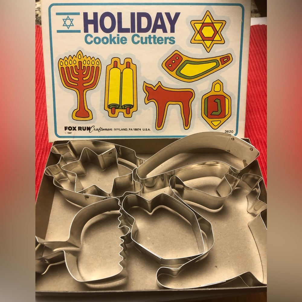 Jewish Cookie Cutters Set of 6 Fox Run Metal Hanukkah Vintage Holiday Cutters